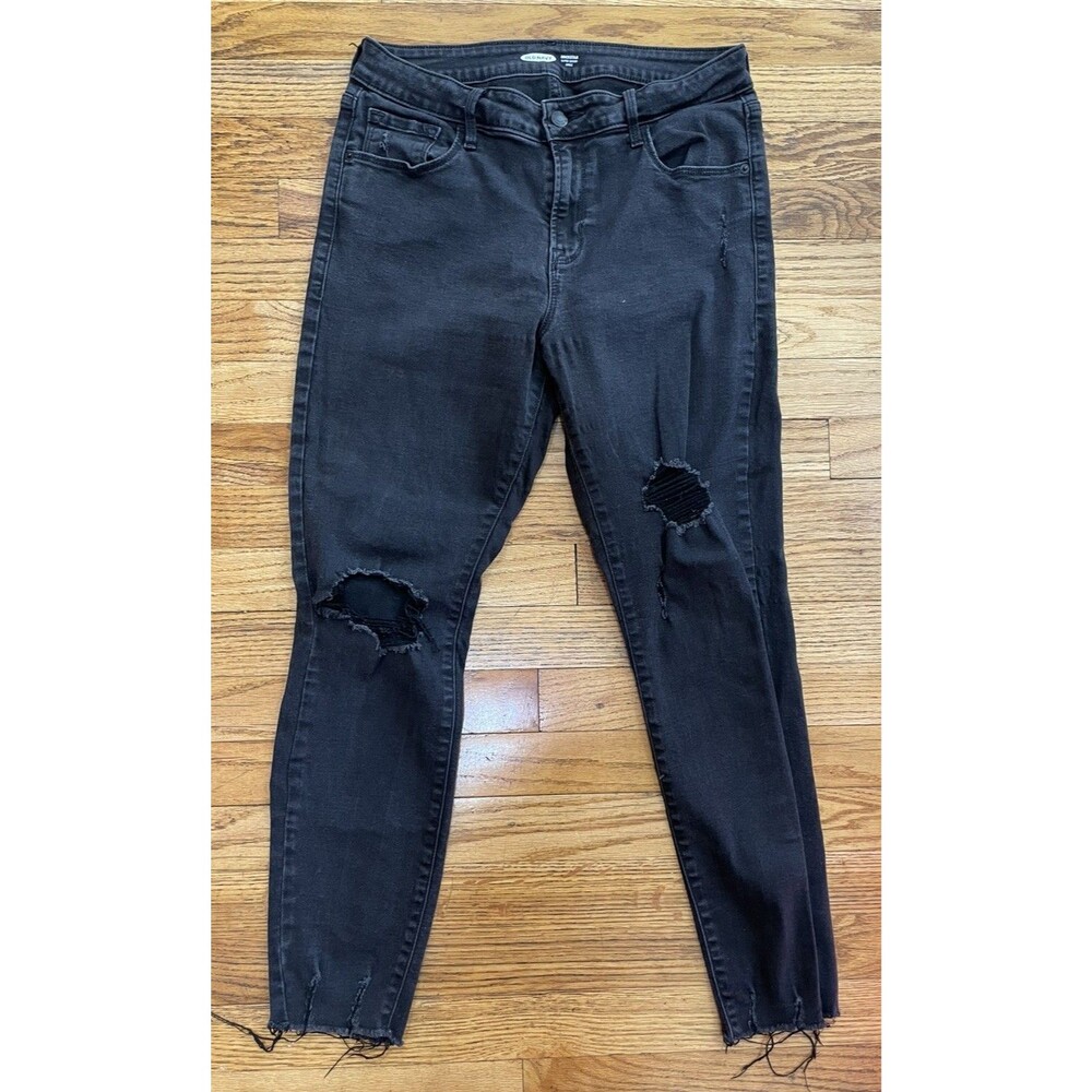 Old Navy Rockstar Super Skinny Ankle Jeans Women’s Size 12 Black Distressed
